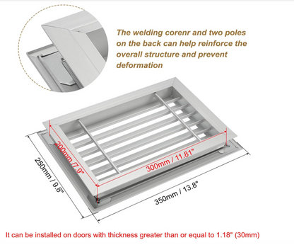 2PCS Door Vent Cover 12x8 In Aluminium Grille Louvered Vent Cabinet Wardrobe-99