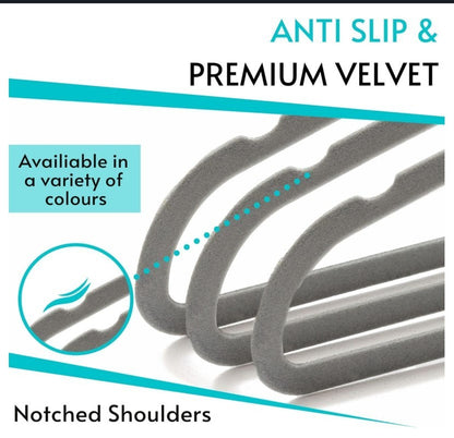 50 Pack Velvet Hangers Non Slip Heavy Duty Clothes Hangers Grey Slim