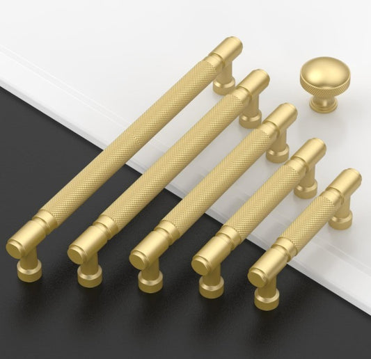 Gold Knurled Cabinet Handles 160mm 10 Pack Brushed Brass Drawer Pulls 4 Kitchen