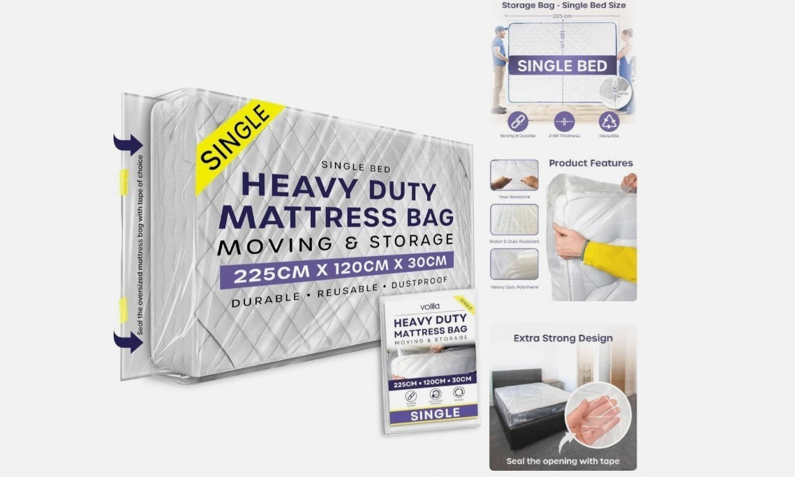 Volila Single Mattress Storage Bag with Zipper 1 Pack Waterproof Cover-290