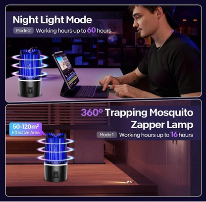 Electric Fly Zapper USB Rechargeable 2in1 Bug Zapper UV Light Indoor Outdoor-121