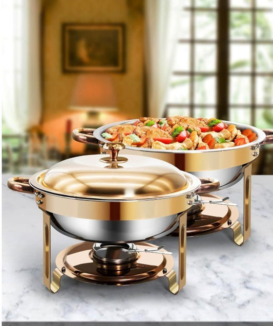 Chafing Dish Set 2x5L Round Buffet Food Warmer Stainless Steel Lids-150