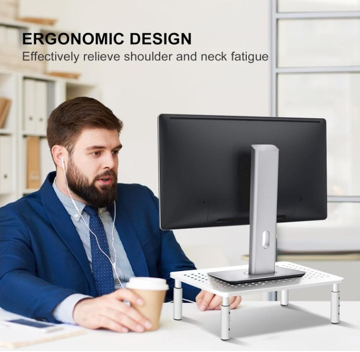 Monitor Stand Riser Adjustable Steel Desktop Stand Metal Screen Shelf Laptop-178