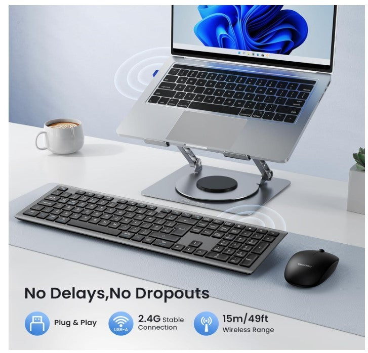 Wireless Keyboard,Rechargeable 2.4GHz Silent Keyboard,Scissor Keys Comfort,KB014