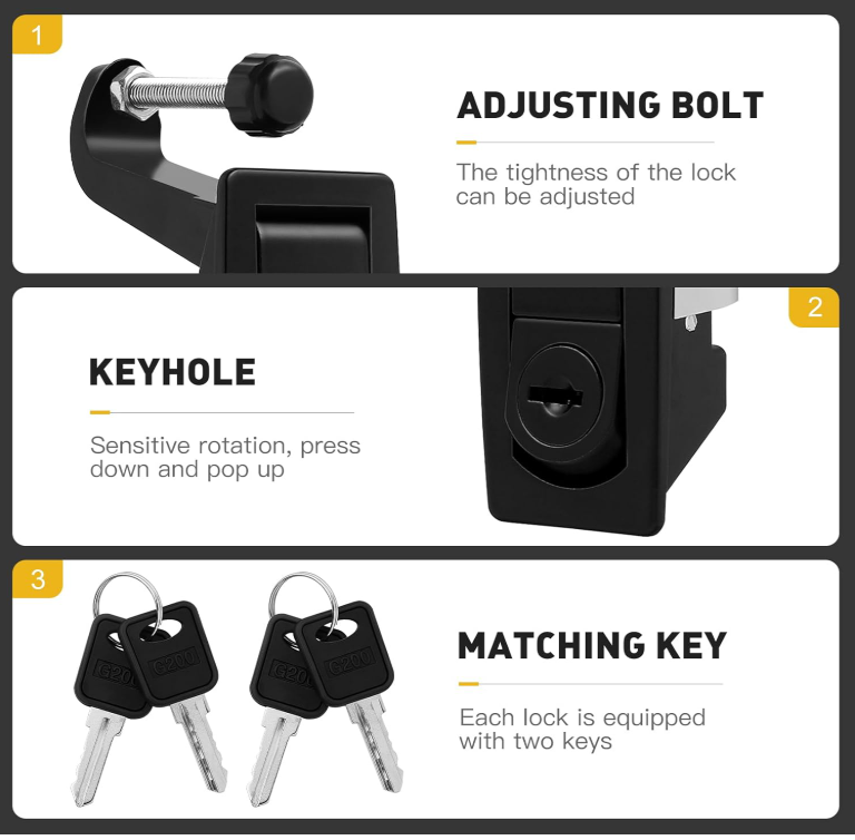 2pcs Compression Latch Lock, Zinc Alloy Door Lock, Adjustable Sealed Lever Latch