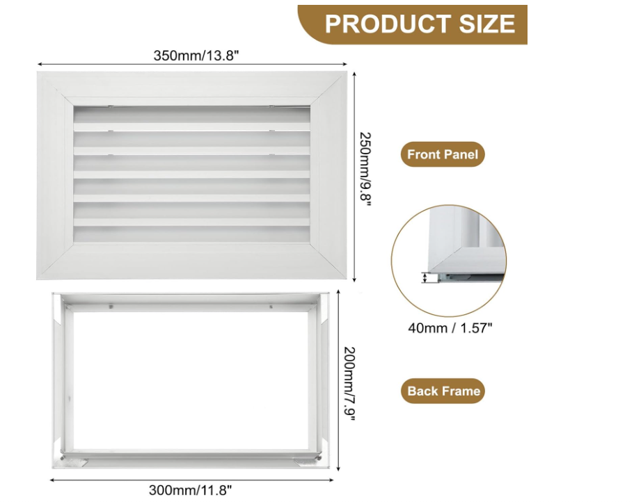 2PCS Door Vent Cover 12x8 In Aluminium Grille Louvered Vent Cabinet Wardrobe-99