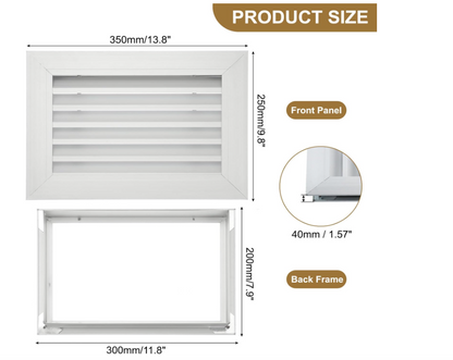 2PCS Door Vent Cover 12x8 In Aluminium Grille Louvered Vent Cabinet Wardrobe-99
