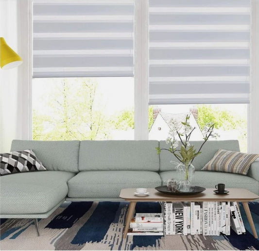 Zebra Roller Blind Day Night 110x150cm Easy Install Window White Adjustable-86