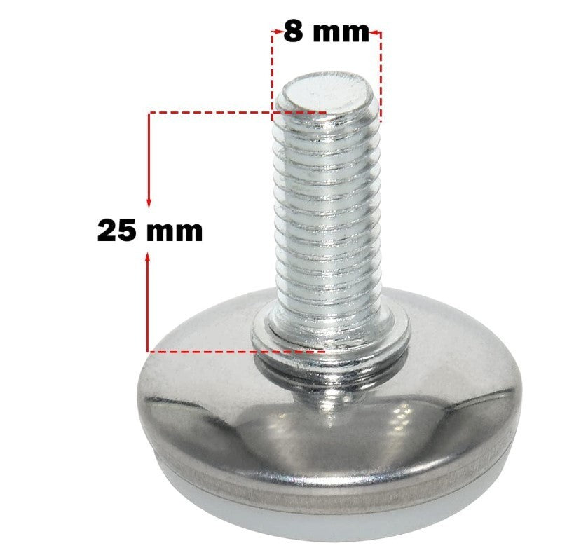 Fly Shop Screw On Type Furniture Glide Leveling Foot Adjuster 8x24x28mm 8pcs
