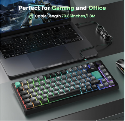 RGB Gaming Keyboard,83 Keys Wired With Volumn Knob,26 Keys Anti-Ghosting, KB025