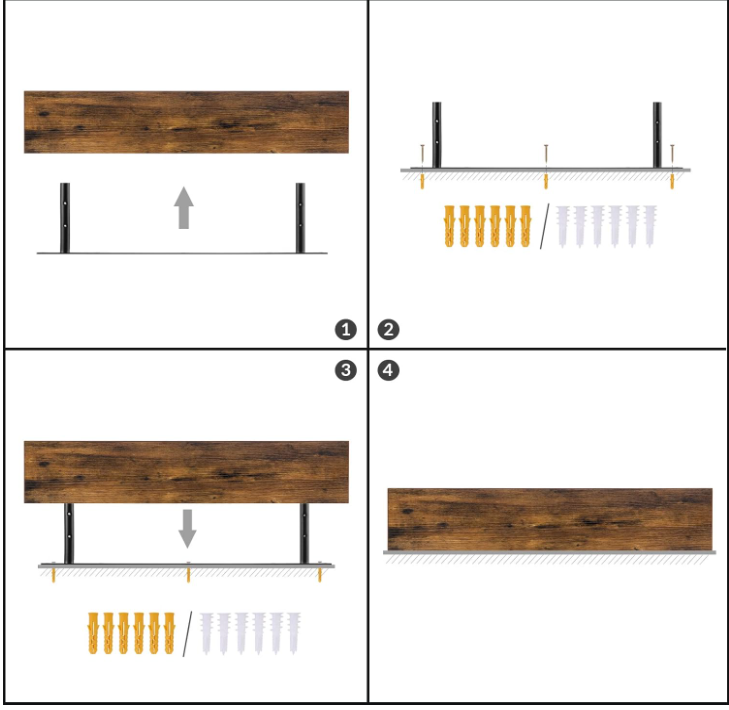 80cm Set of 2 Floating Shelve Wall Mounted Wooden Shelf Rustic Brown Display-114