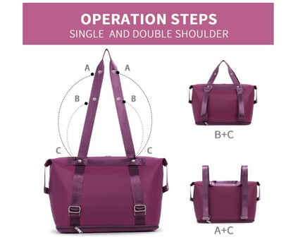 Expandable Gym Tote Bag Wet Pocket Travel Overnight Sports Bag Purple-329