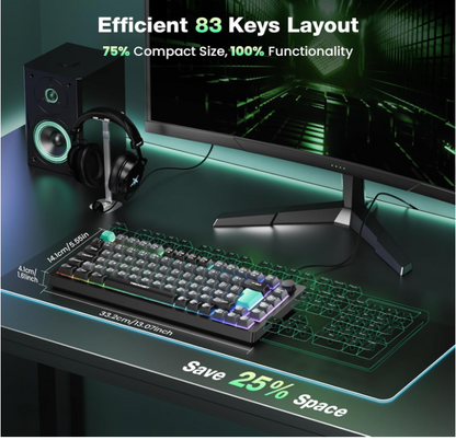 RGB Gaming Keyboard,83 Keys Wired With Volumn Knob,26 Keys Anti-Ghosting, KB025