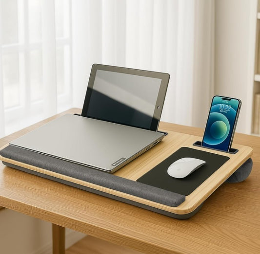 Laptop Stand Tray with Cushion, Portable Mouse Pad&Tablet Phone Holder  Wood-159