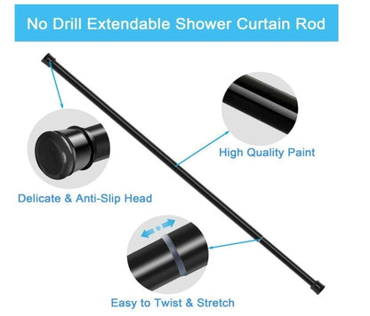 1 PC Tension Rod No Drill Shower Curtain Pole Extendable Curtain Poles-333