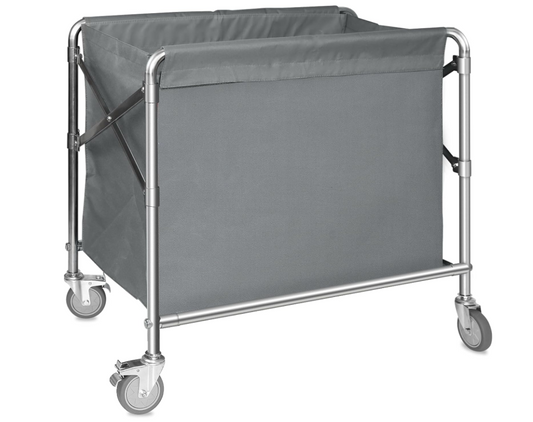 Laundry Basket with Wheels Stainless Steel Folding Trolley 100kg 87x52x78cm-52