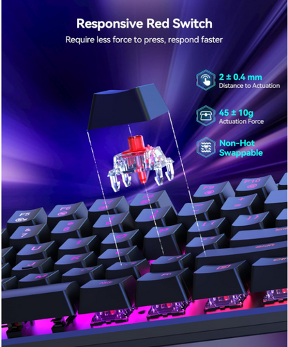 Mechanical Gaming Keyboard UK Layout Red Switch RGB Anti Ghosting Wired, KB013