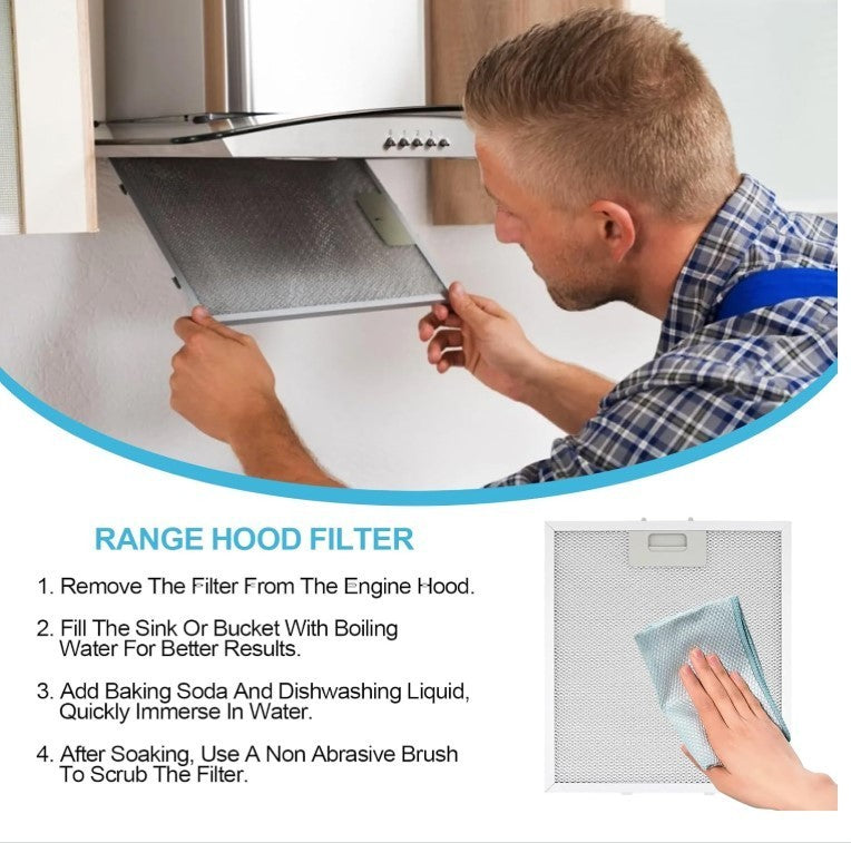 2PCS Cooker Hood Filter 320x260x9mm 5 Layer Aluminium Grease Mesh Universal Silv