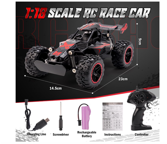 Remote Control Car 1:18 Off Road 2.4GHz LED Rechargeable Kids Toy