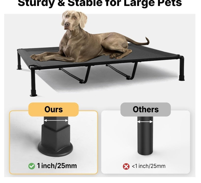 Large Raised Dog Bed Outdoor Elevated Pet Cot Washable Bolster Grey 150cm-321