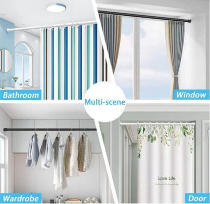 1 PC Tension Rod No Drill Shower Curtain Pole Extendable Curtain Poles-333