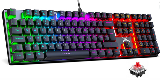 Mechanical Gaming Keyboard UK Layout Red Switch RGB Anti Ghosting Wired, KB013