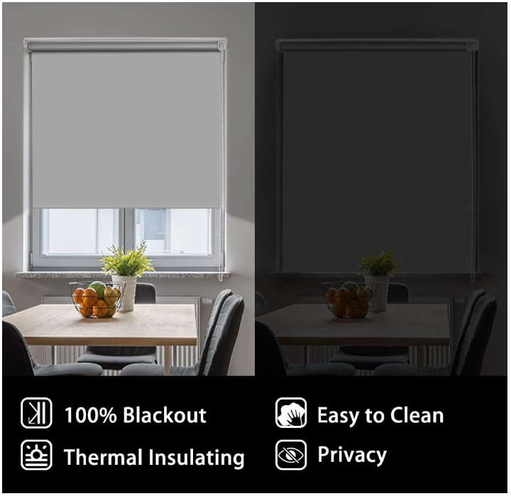 100% Blackout Roller Blind 109x183cm Waterproof Thermal UV Window Shade Black-19
