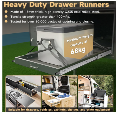 60cm Drawer Slides Heavy Duty 60kg Locking Full Extension Ball Bearing Runner-07