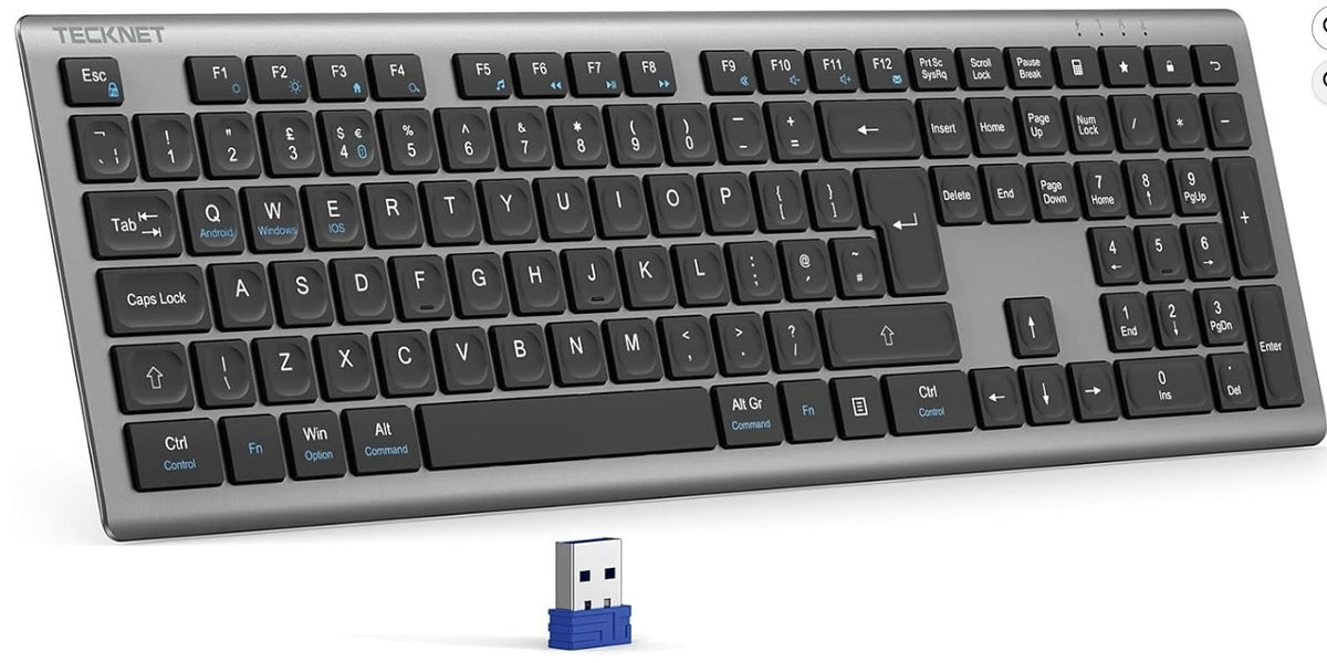 Wireless Keyboard,Rechargeable 2.4GHz Silent Keyboard,Scissor Keys Comfort,KB014
