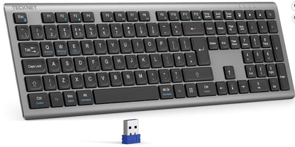 Wireless Keyboard,Rechargeable 2.4GHz Silent Keyboard,Scissor Keys Comfort,KB014