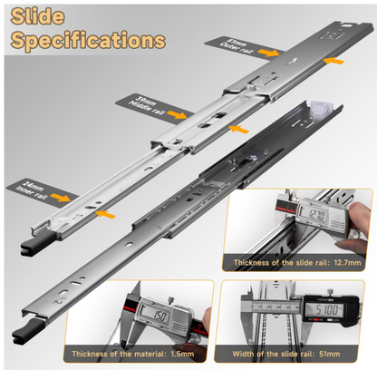 60cm Drawer Slides Heavy Duty 60kg Locking Full Extension Ball Bearing Runner-07