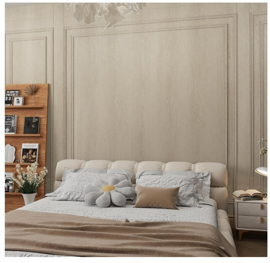 Pearl White Wood Grain Vinyl Wrap Self Adhesive Wallpaper 80x400cm Roll-327
