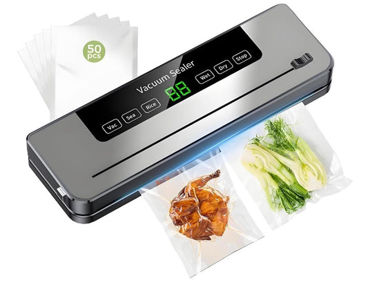 Vacuum Sealer Machine 6 in 1 Food Saver LED Display Cutter 50 Bags Kit-181
