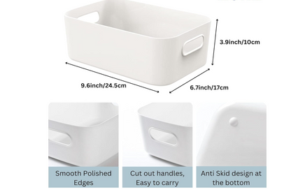 5 Pack Grey Storage Baskets for Shelves Stackable Pantry Boxes with handles