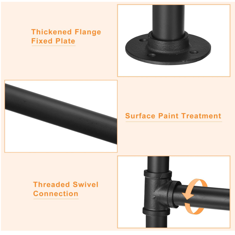 38" Metal Table Legs 2Pcs Industrial Pipe Desk Coffee Dining Table Legs Black-80