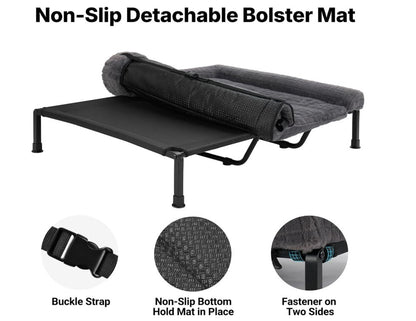 Large Raised Dog Bed Outdoor Elevated Pet Cot Washable Bolster Grey 150cm-321