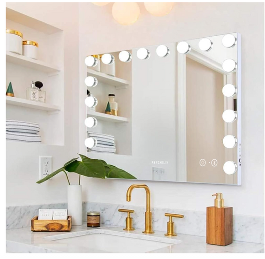 Large Vanity Mirror 80x60 LED Makeup Mirror 18 Bulbs Dimmable 3 Light Mod-27
