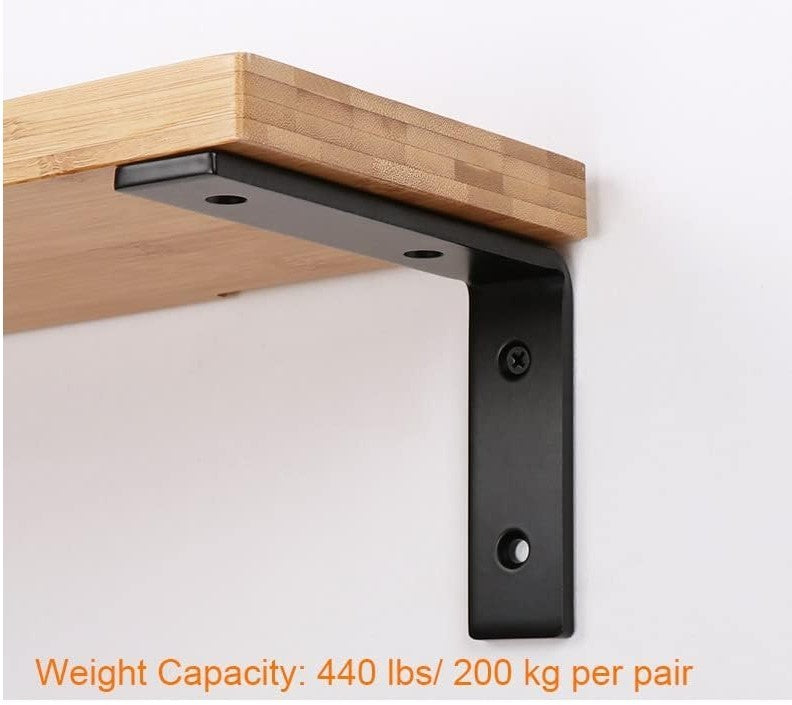 4 Pcs Shelf Brackets, 5.4mm Thicked Floating Shelf Bracket,25.5 cm Black L-217