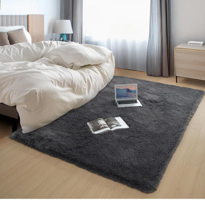 Large Shaggy Rug 240x300cm Washable Anti Slip Soft Living Room Carpet Grey-322