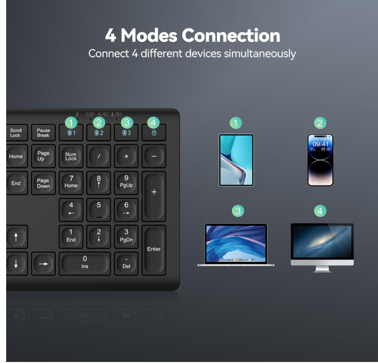 Wireless Ultra slim Keyboard UK Layout Rechargeable Bluetooth,Multi Device,KB005