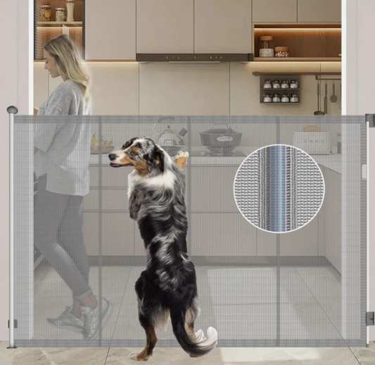 Retractable Safety Gate 125x200cm Stair Barrier Pet Dog Gate Doorway Hallway-43
