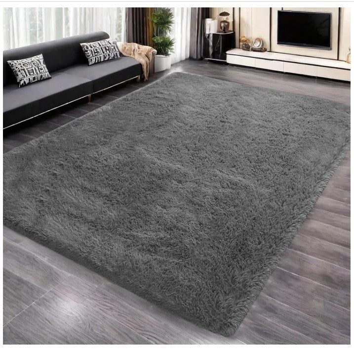 Large Shaggy Rug 240x300cm Washable Anti Slip Soft Living Room Carpet Grey-322