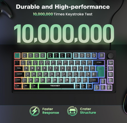RGB Gaming Keyboard,83 Keys Wired With Volumn Knob,26 Keys Anti-Ghosting, KB025