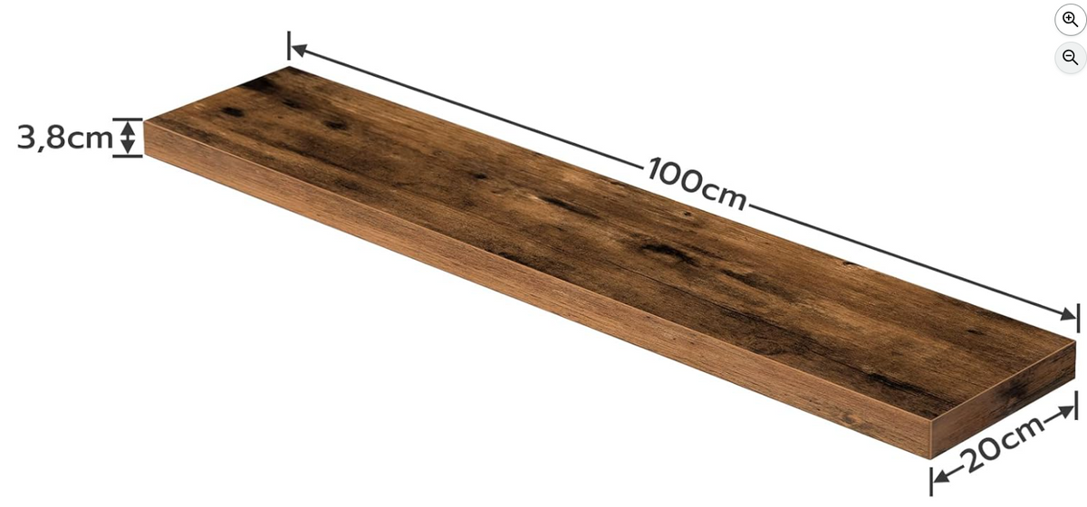 80cm Set of 2 Floating Shelve Wall Mounted Wooden Shelf Rustic Brown Display-114