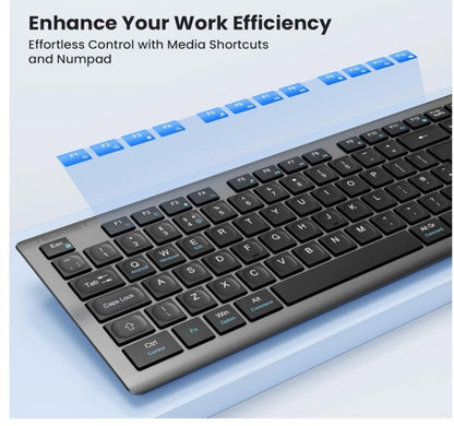 Wireless Keyboard,Rechargeable 2.4GHz Silent Keyboard,Scissor Keys Comfort,KB014