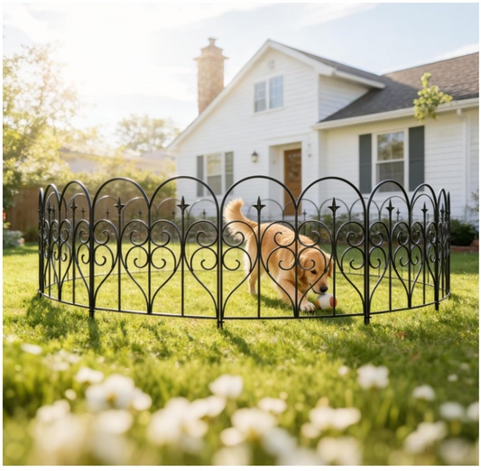 10PCS Garden Fence Panels Metal 81x61cm 6m Border Edging No Dig Rustproof Pet