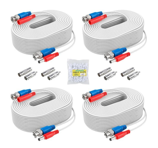CCTV Video Power Cables 4 Pcs BNC Extension Wires with RCA Connectors Cable-184