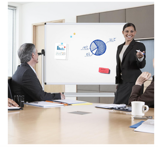 Double Sided Mobile Whiteboard 120x90cm Magnetic Rotating Stand Aluminium-59
