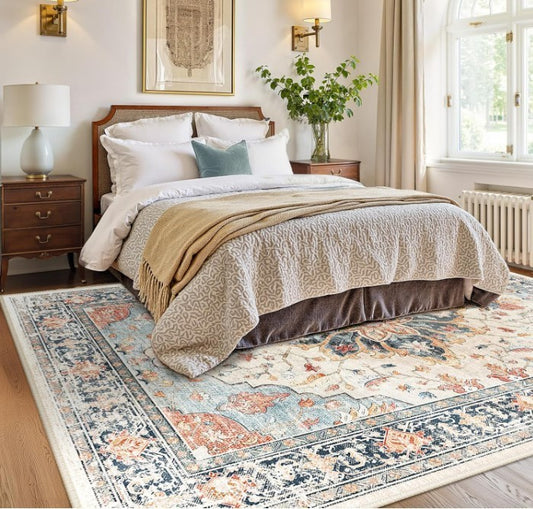 Large Area Rug 240x300cm Washable Non Slip Vintage Low Pile Carpet-212