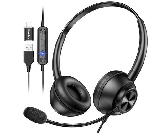 PC Headset with Microphone, Wired Headset with USB-A&C Compatible With Many-172